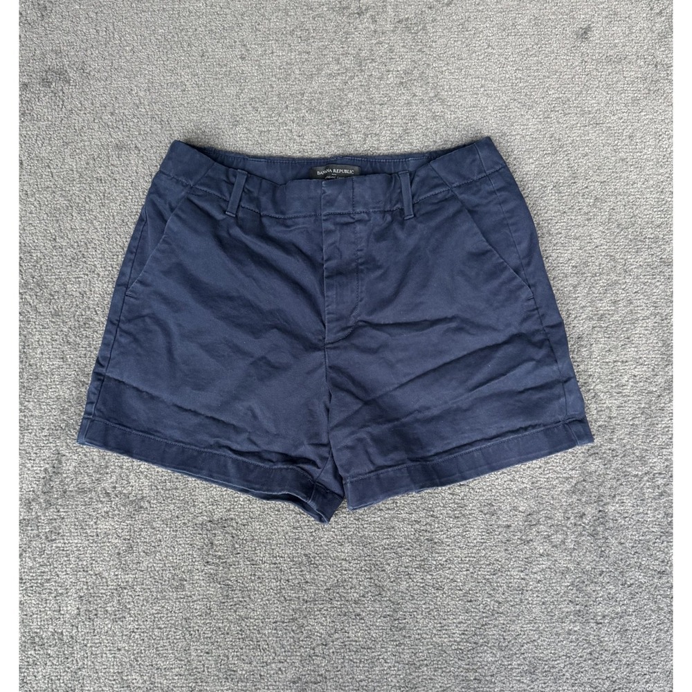 Banana Republic Authentic Chino Shorts Navy Blue Stretch Cotton Size 4